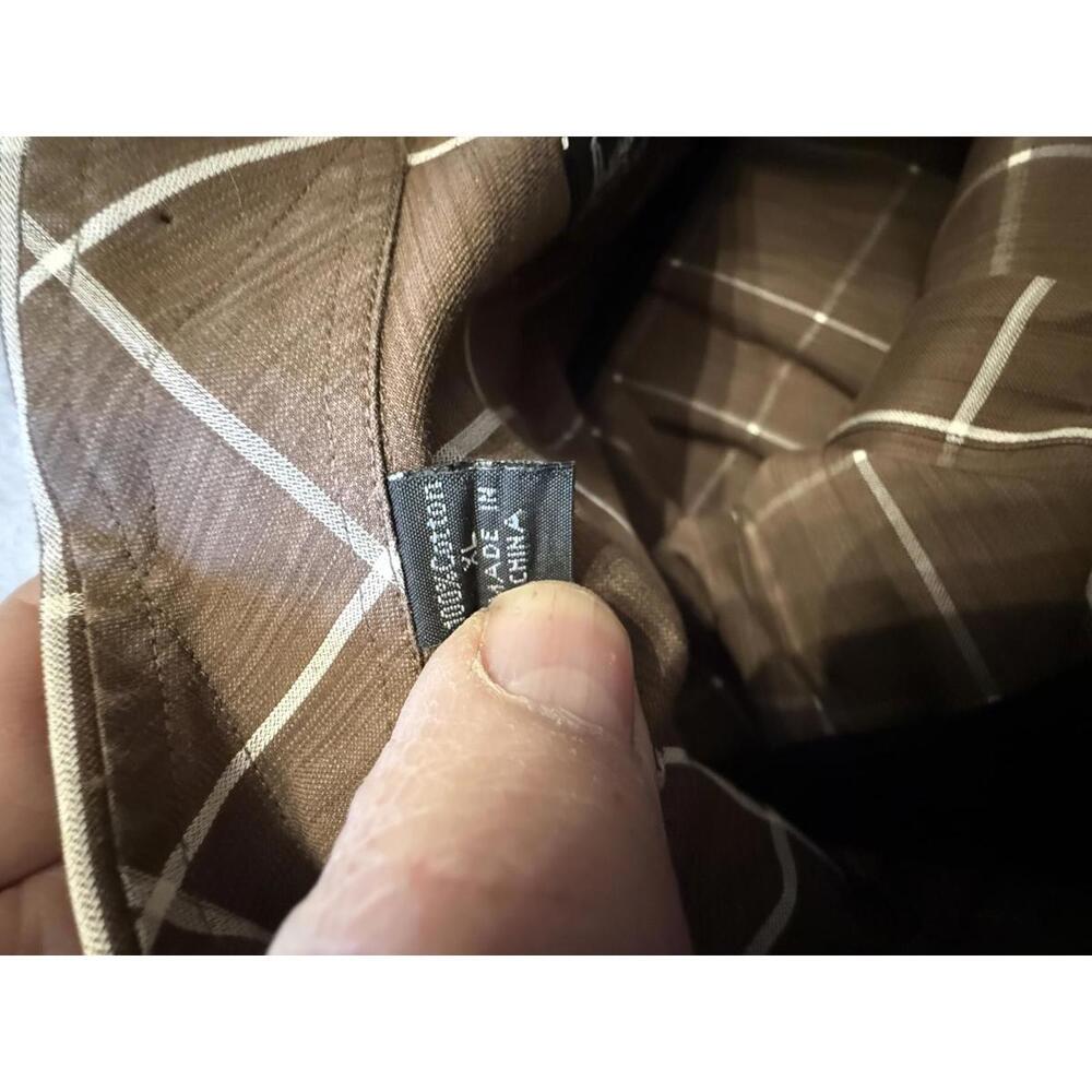 Ike Behar Brown Windowpane Pattern Cotton Dress S… - image 3